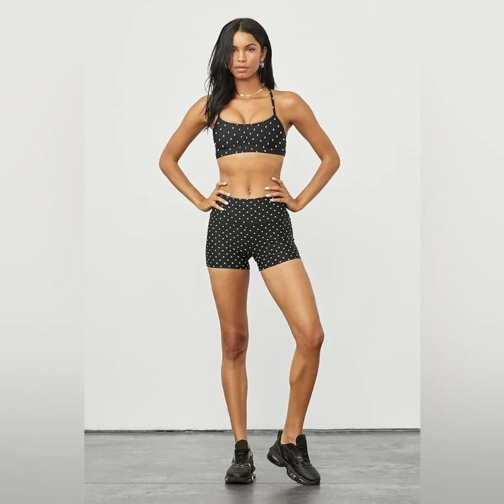 Alo Yoga Airlift Intrigue Polka Dot Bra Black/White M
